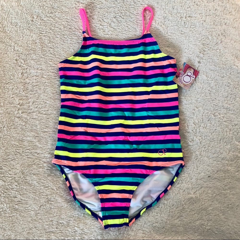 NWT Striped OP Girls’ Bathing Suit sz 10/12